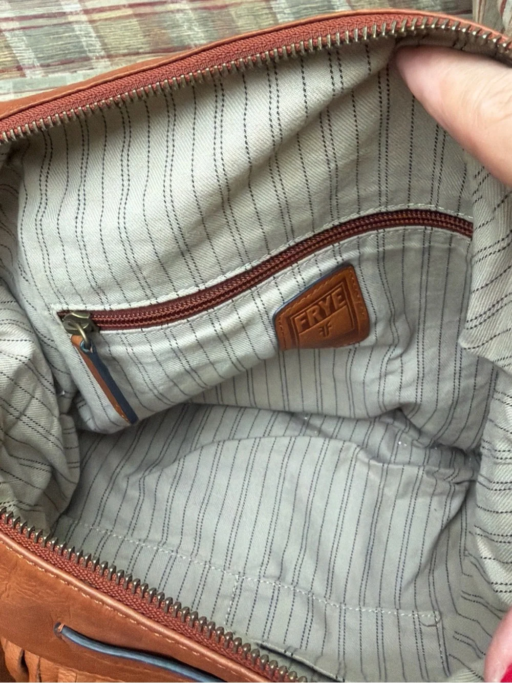 Frye Tan Leather Fringe Hobo Shoulder Bag